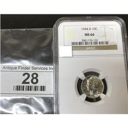 1944 D MS 66 Mercury Dime NGC Slab