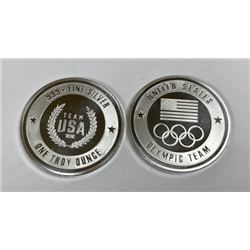 Lot of 2 US Olympic Design 1 oz. Silver Rounds
