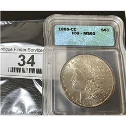 1885 Carson City MS 63 Morgan Silver Dollar