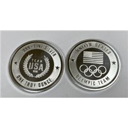 Lot of 2 -1 oz Silver Olympic USA Rounds