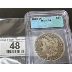 Key Date 1893 CC -G4 Morgan Silver Dollar