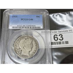 1915 G6 PCGS Barber Half Dollar Key Date