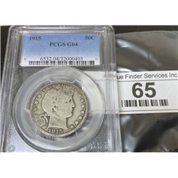 1915 G4 Barber Half Dollar PCGS Slab