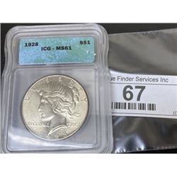 1928 MS 61 Peace Silver Dollar