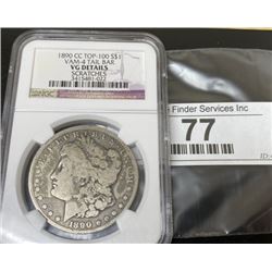 1890 CC Tail Bar -VG Details NGC Morgan $1