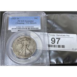 1921 D PCGS Genuine Walking Liberty Half Dollar