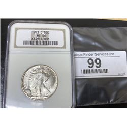 1943 D MS 66 NGC Walking Liberty Half Dollar