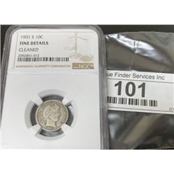 1901 s Fine Details NGC Barber Dime- Key Date