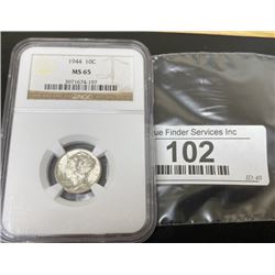 1944 MS 65 Mercury Dime NGC Slab