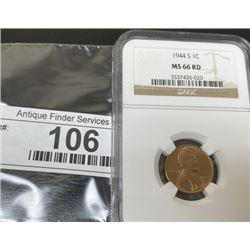 1944s MS 66RED Lincon Wheat Cent