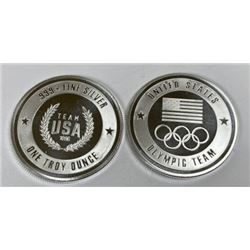 Lot of 2 -1 oz. Silver USA Olympic Design Rounds