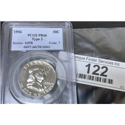 1956 PRF 66 T-2 Franklin Half Dollar PCGS Slab