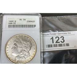 1889 AU 58 ANACS Morgan Silver Dollar