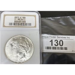 1922 D MS 64 NGC Peace Silver Dollar