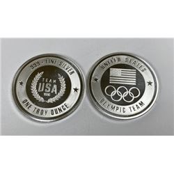 Lot of 2 -1 oz. Silver USA Olympic Design Rounds