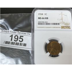 1934 MS 66 RB Lincoln Wheat Cent