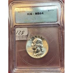 1958 MS 64 ICG Washington Quarter