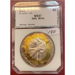1999 MS 67 US Silver Eagle Toned Rim