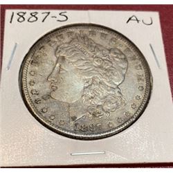 1887 s AU Grade Morgan Silver Dollar