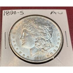 1890 s AU Grade Morgan Silver Dollar
