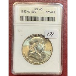1953 s MS 65 NGC Franklin Half Dollar