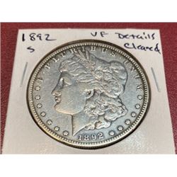 1892 s VF Cleaned Silver Dollar
