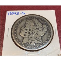 1892 S Better Date Obverse Damage Morgan