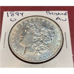 1894 o Polished AU Morgan Dollar