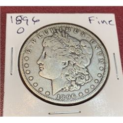 1896 O Fine Grade Morgan Silver Dollar