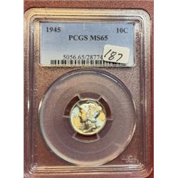 1945 MS 65 PCGS Mercury Dime