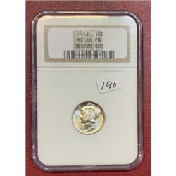 1943 MS 66 FB NGC Mercury Dime