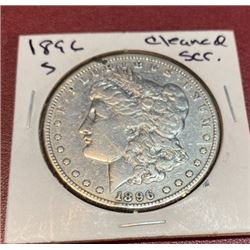 1896 S Cleaned Scratched Morgan Silver Dollar