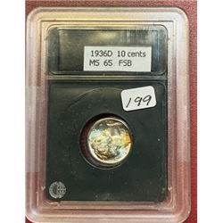 1936 D MS 65 FB Mercury Dime
