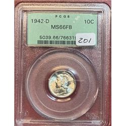 1942 D MS 66 FB PCGS Mercury Dime