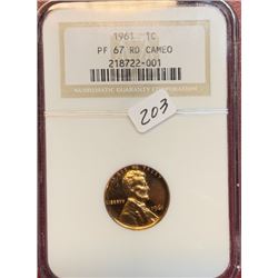 1961 PF 67RD CAMEO Lincoln Cent