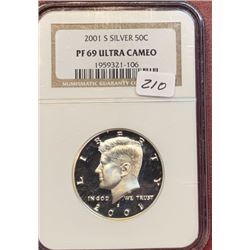 2001 S PF69 ULTRA CAMEO NGC Kenndey Half