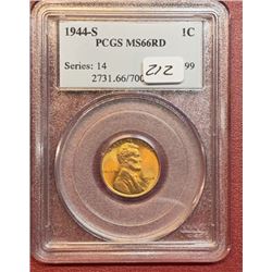 1944 s MS 66 RD PCGS Lincoln Cent