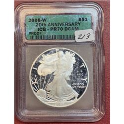 2006 W 20th Ann. US SIlver Eagle PF 70DCAM