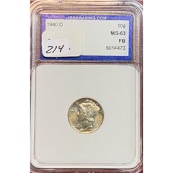 1940 d MS 63 FB  Mercury Dime