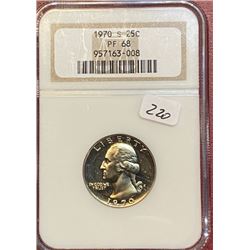 1970 S PF 68 NGC Washington 25c