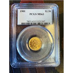 1901 MS 63 PCGS $2.5 Gold Liberty