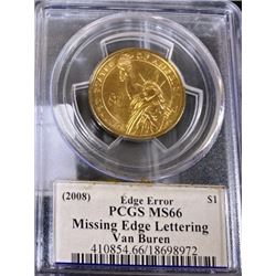 2008 Van Buren Gold Error Coin MS 66