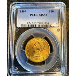 1899 MS 63 PCGS $10 Gold Liberty Coin