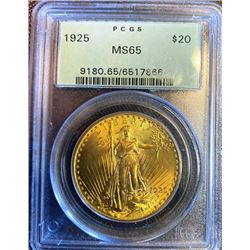 1925 MS 65 PCGS $20 Gold Liberty Coin