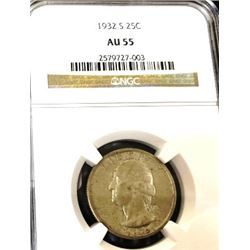 1932 S AU 55 NGC Washington Quarter