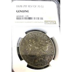 1878 7 TF Rev. of 79 Genuine NGC Morgan Dollar
