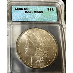 1885 Carson City MS 63 Morgan Silver Dollar