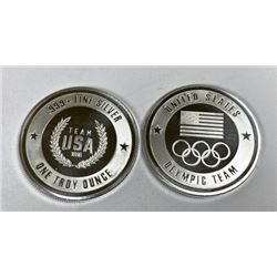 Lot of 2 -1 oz Silver Olympic USA Rounds