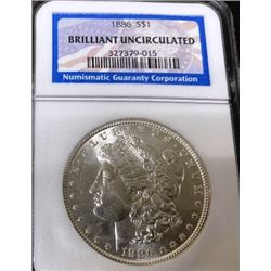 1886 BU Grade NGC Morgan Silver Dollar