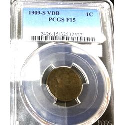1909 S VDB - F15 PCGS - Lincoln Wheat Cent